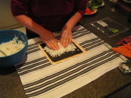 Reis auf Noriblatt verteilen